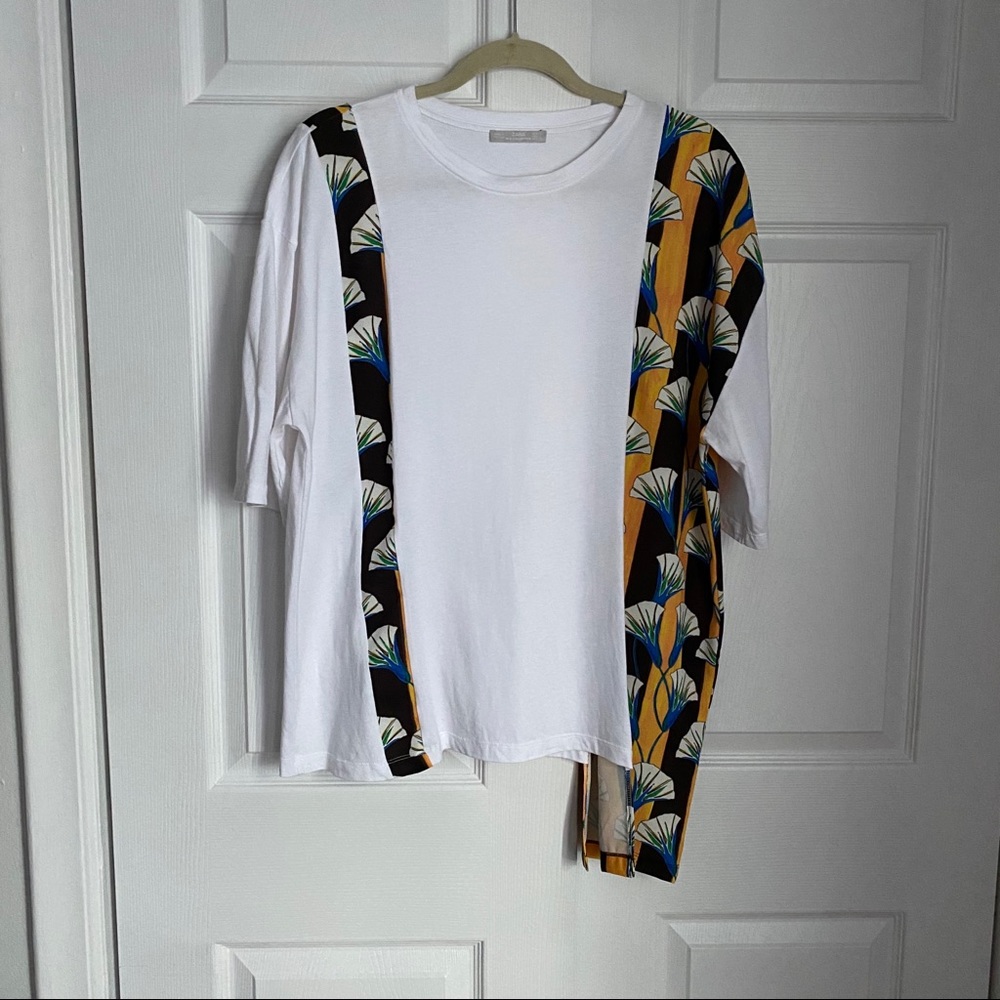 ZARA asymmetric cotton tribal T-SHIRT